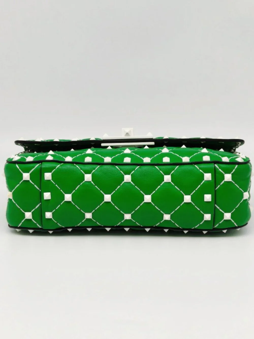 Valentino Garavani Green Roman Stud Shoulder Bag Leather Chain